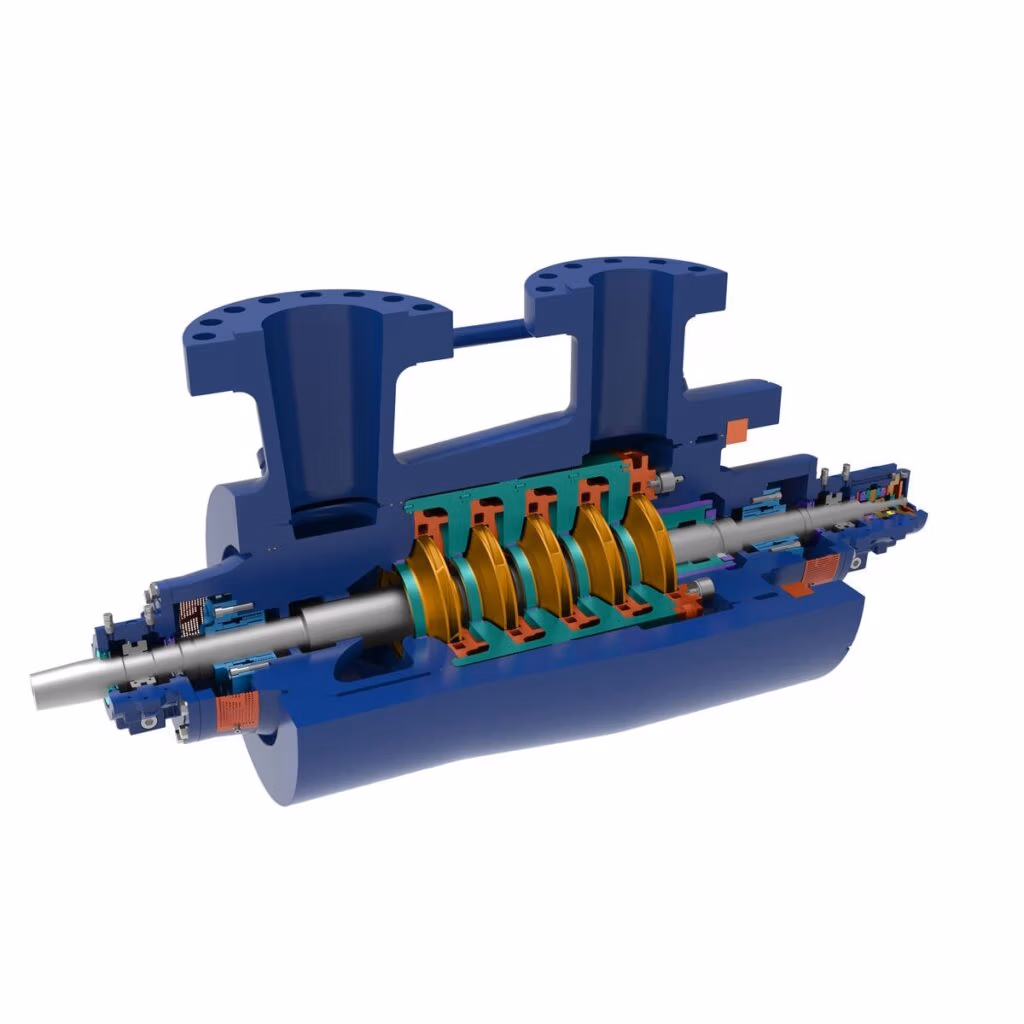 Gabbioneta Pumps® Termomeccanica Pompe AHPB AHPB-D BB5 type API 610 Centrifugal Pump product - angled cut-away view