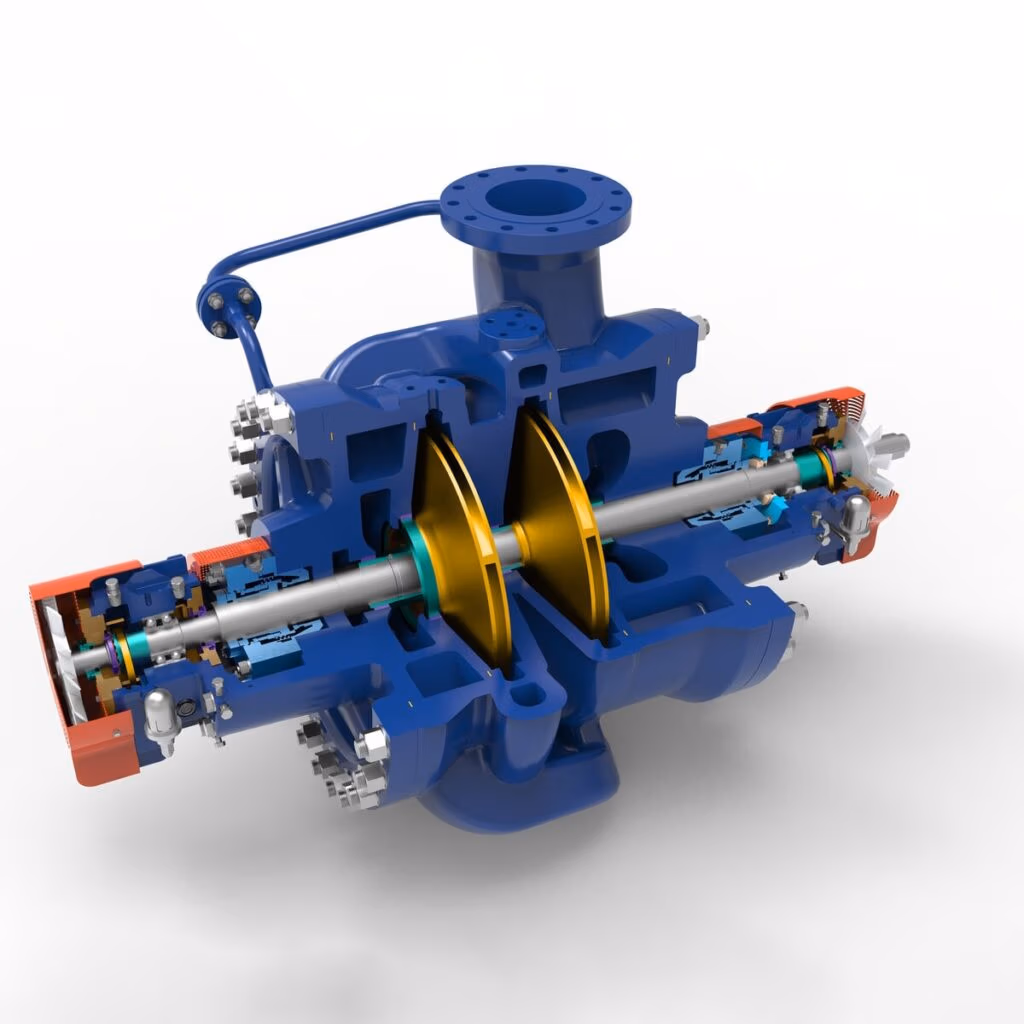 Gabbioneta Pumps® Termomeccanica Pompe DH & DDH BB2 Type API 610 Centrifugal Pump product - angled cut-away view