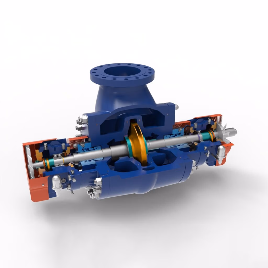 Gabbioneta Pumps® Termomeccanica Pompe DSA BB2 Type API 610 Centrifugal Pump product - angled cut-away view