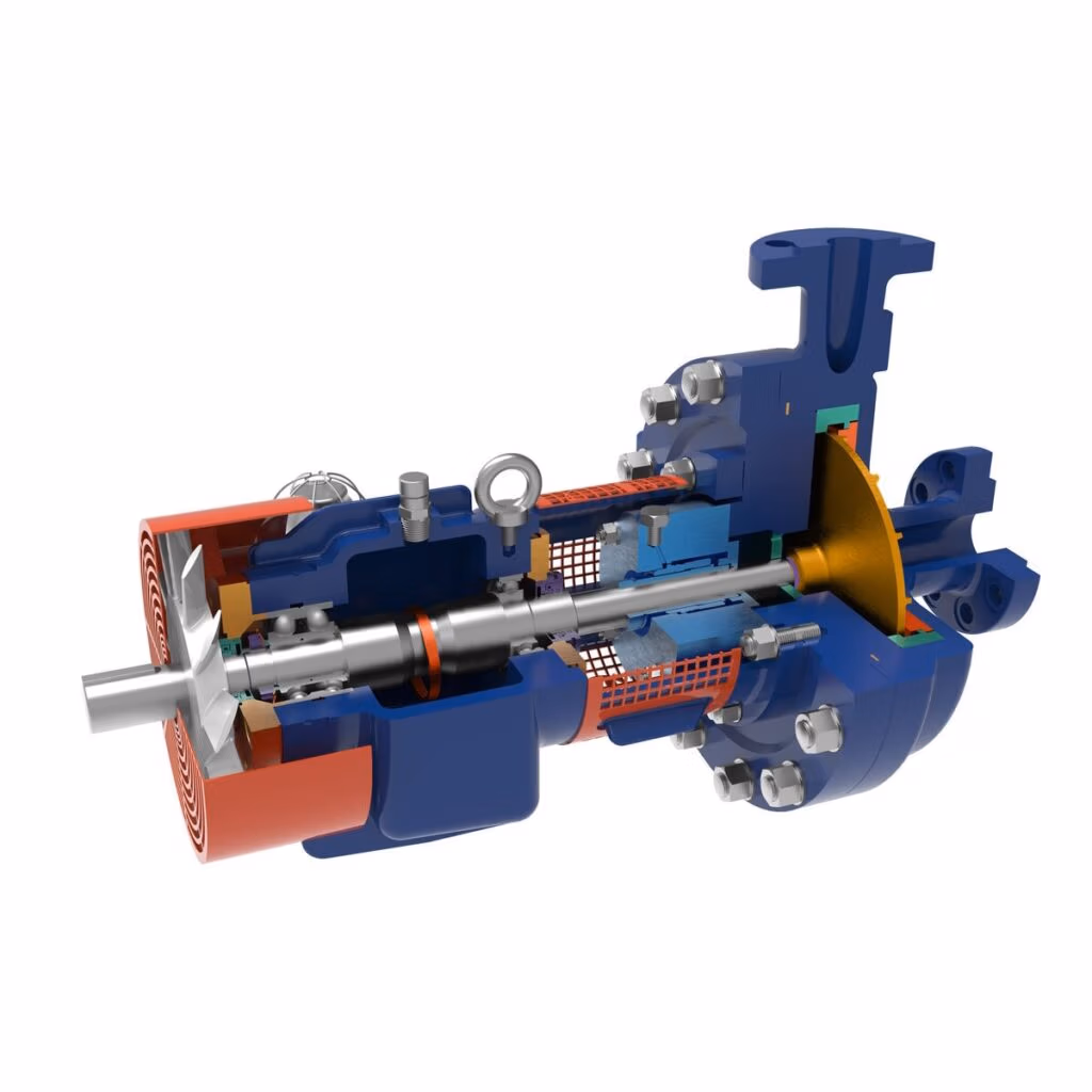 Gabbioneta Pumps® Termomeccanica Pompe RL OH2 type API 610 Centrifugal Pump product - angled cut-away view